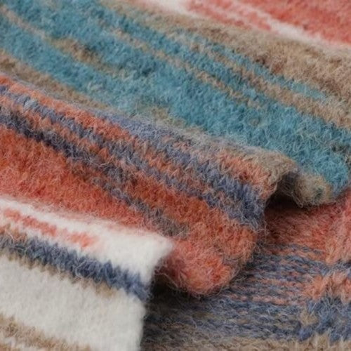 Oil painting series spray hair mohair hand dye gradual change long hair segment dye rainbow wool mohair hand knitted sweater scarf