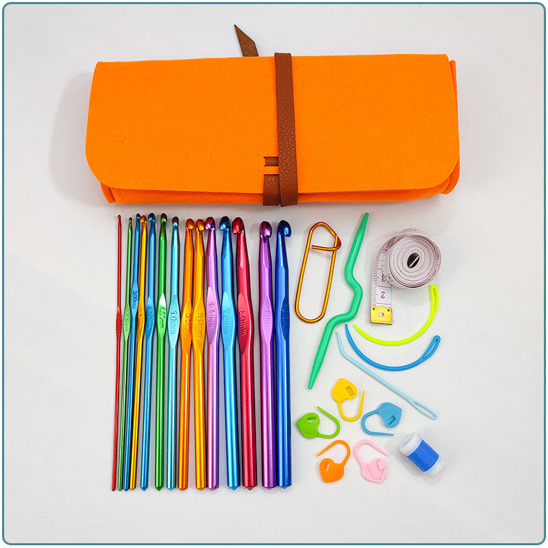 Cross-border 100-piece crochet set Color alumina single head Full set of crochet DIY knitting tools Material