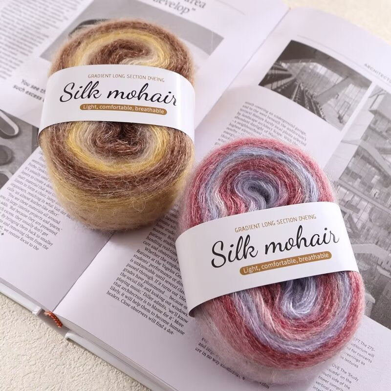Hand dye gradual change mohair 50g soft wool ball hand woven DIY sweater scarf wool