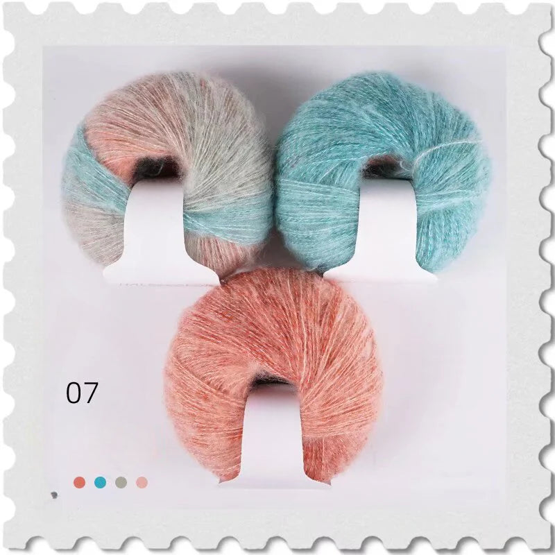 Gradual change wool thread rainbow colorful pony sea shawl handmade scarf thread ball line