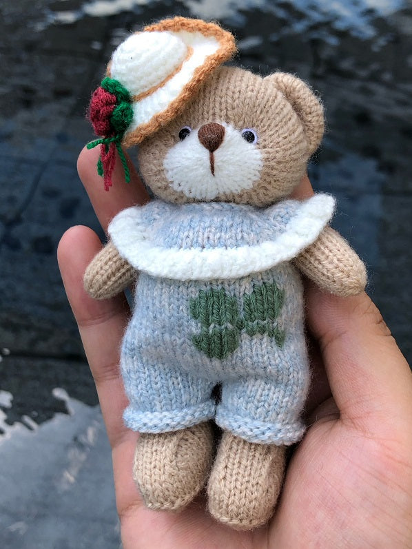 Handmade  knit  Soft  toys   Clothed Cute  bear Stuffed Animal in Dress handmade toy