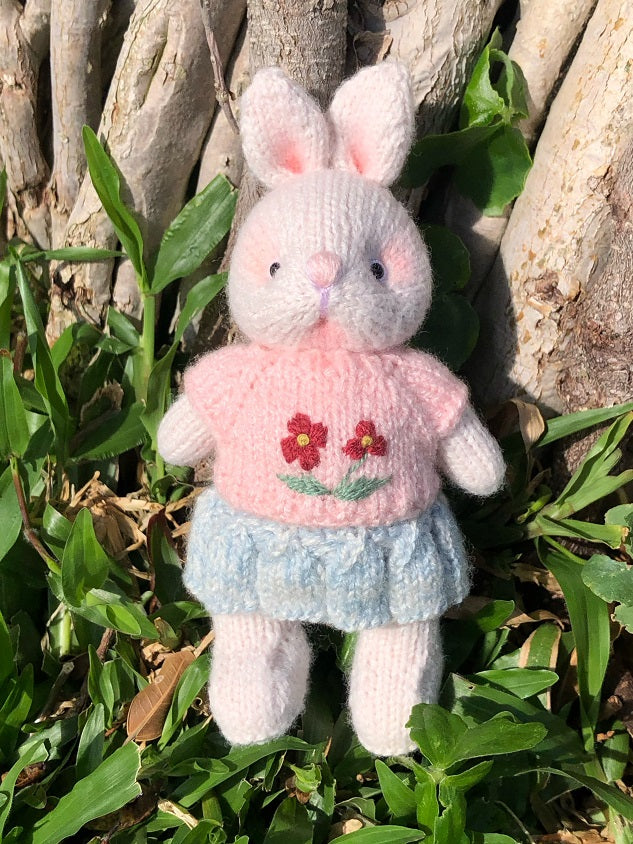 Handmade   Knitted Soft Toys Rabbit toy in Dress gift handmade toy