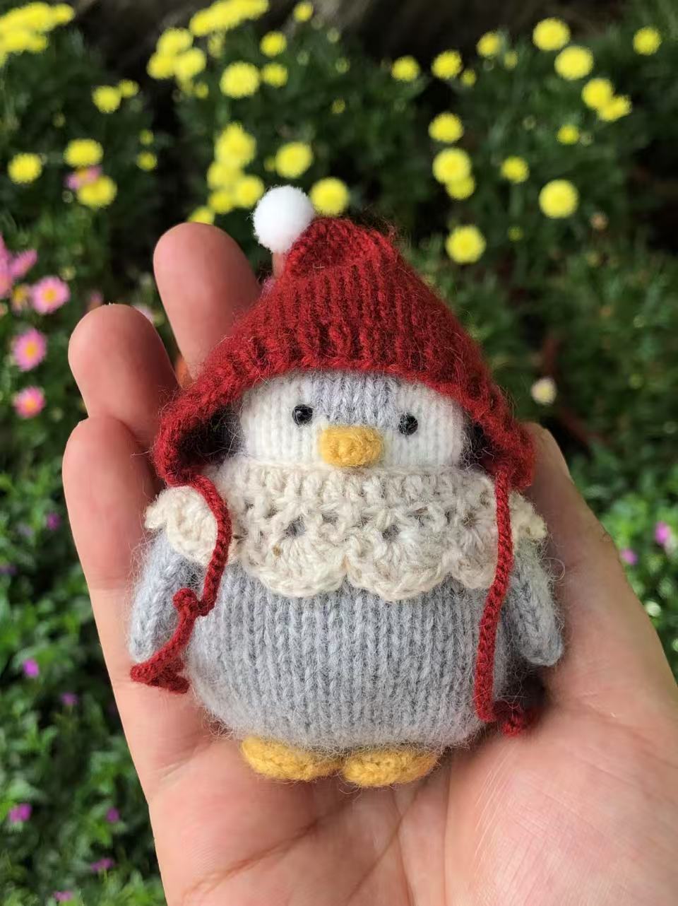 Handmade  knit  Soft  toys   Clothed Cute Penguin Stuffed Animal in Dress handmade toy
