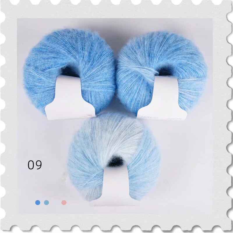 Gradual change wool thread rainbow colorful pony sea shawl handmade scarf thread ball line