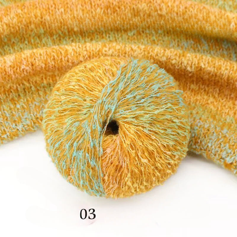 Hand-woven 50 grams of candy colored segment dyed wool