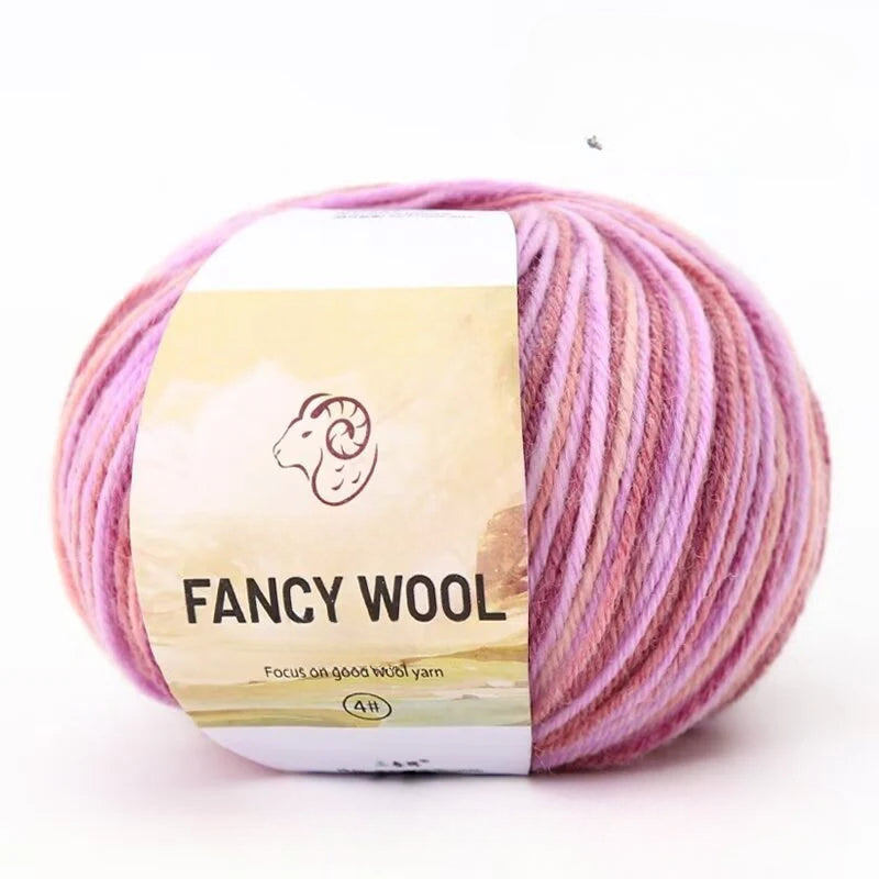 Rainbow Fancy Segment Dyed Medium Fine Wool Thread Hand Knitted DIY Shawl Scarf Sweater Wool 50g