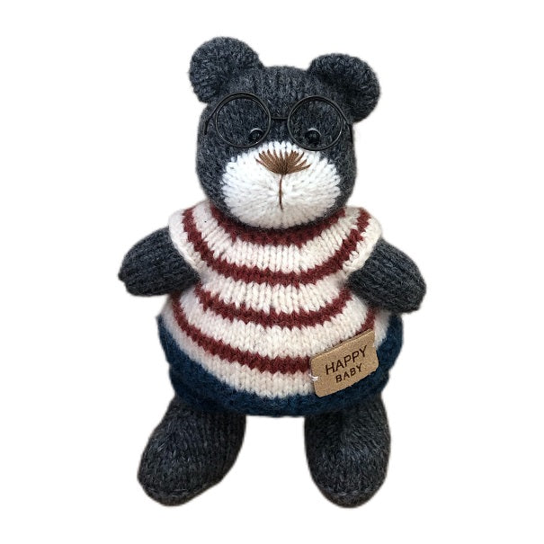 Hand knit  Soft  toys   wool  handmade  Clothed Cute  Glass Bear Stuffed Animal in Dress