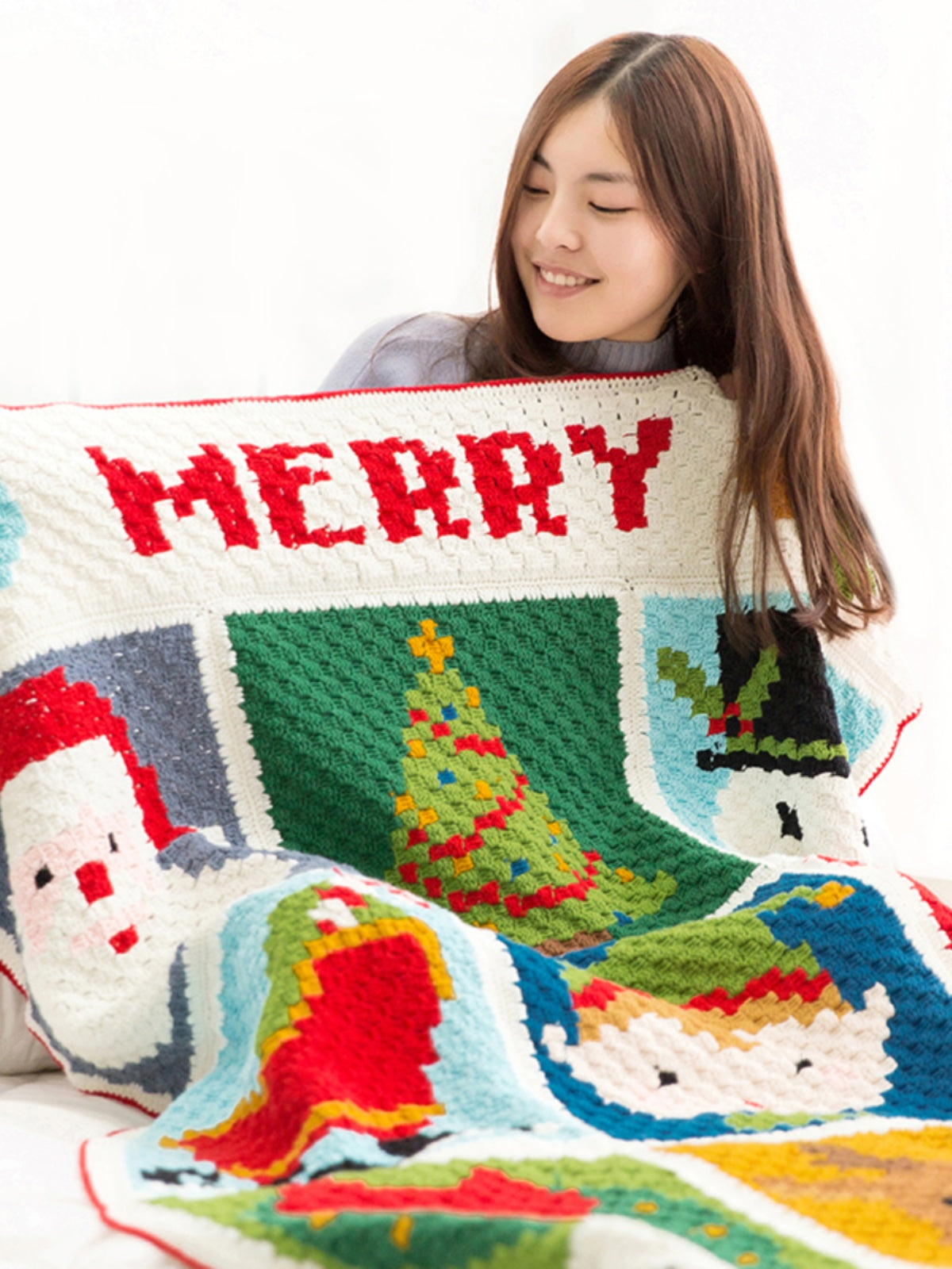 Knit handmade   Blanket     Christmas  Cotton thread  Special gift