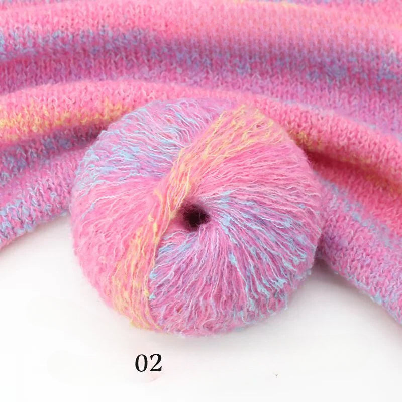 Hand-woven 50 grams of candy colored segment dyed wool