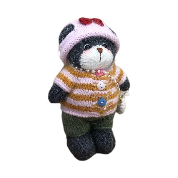 Hand knit  Soft  toys   wool  handmade  Clothed Cute  Bear Stuffed Animal in Dress