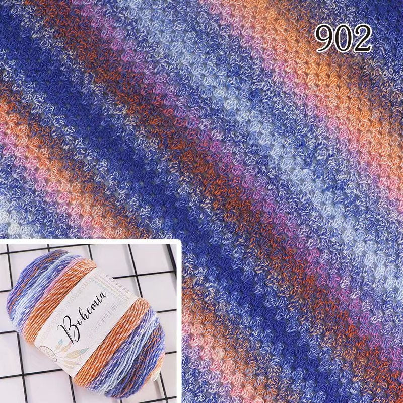New Rainbow Thread Bohemian Rainbow Medium Thickness Hand Knitted Wool Cake Thread Crafts
