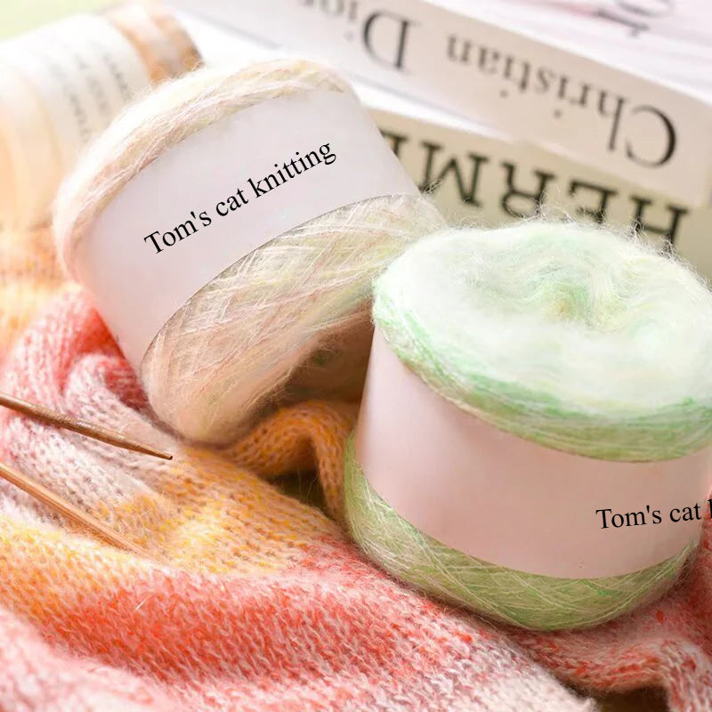 Long-section dyed mohair hand-woven sweater cake line DIY scarf line hand-woven sweater ball line