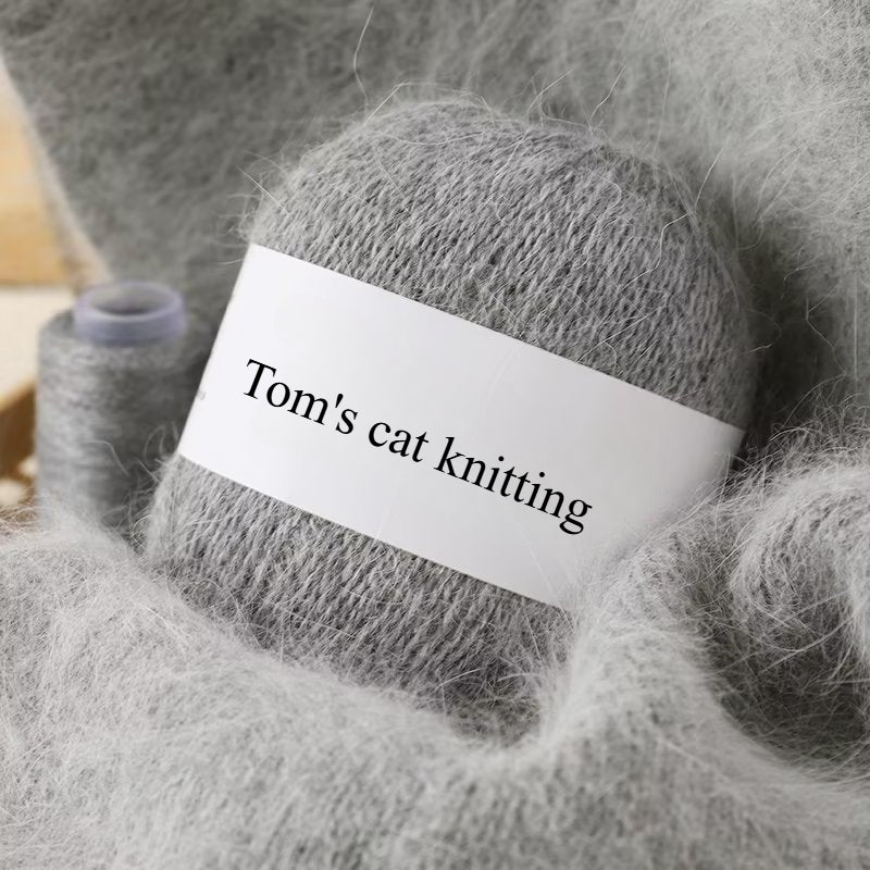 Long-haired mink wool, hand-knitted cashmere knitted hat jacket, woven medium-coarse mink scarf cashmere thread