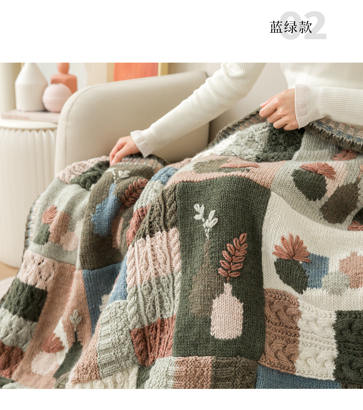 Knit handmade   Blanket      wool  yarn   Special gift knit blanket