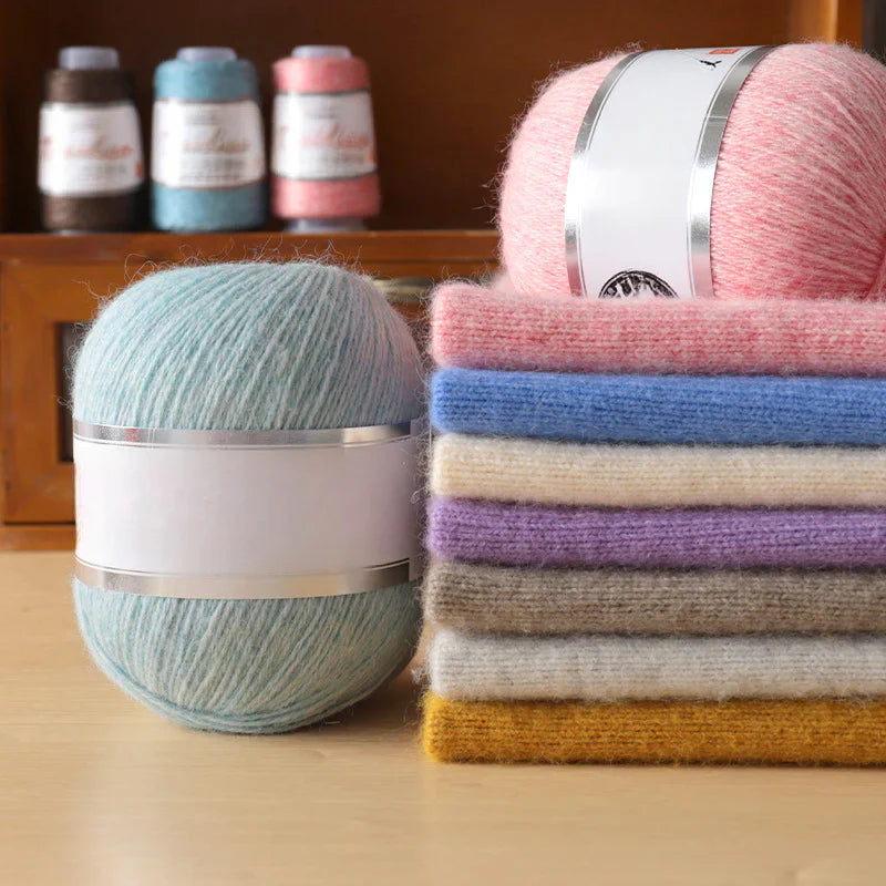 Mink wool, genuine cashmere wool, hand-woven medium and coarse wool, scarf thread, hand-woven DIY material package.