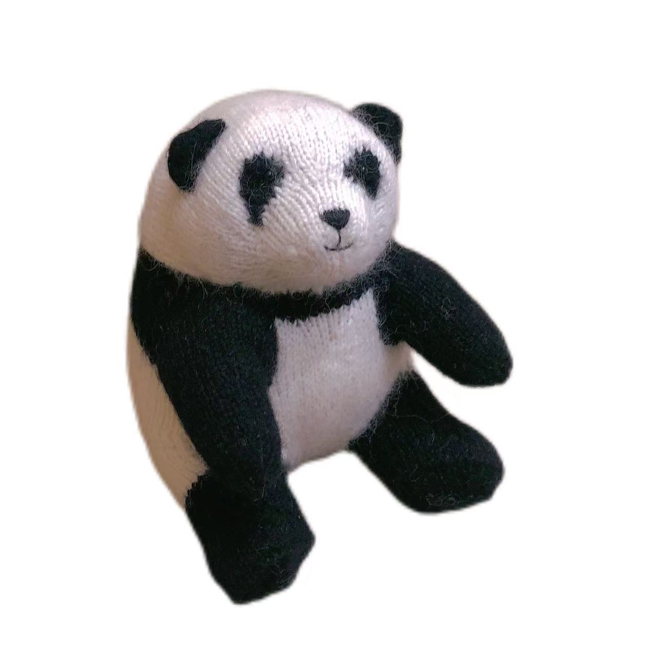 Hand knit  Soft  toys   wool  handmade  Clothed Cute  Panda Stuffed Animal in Dress