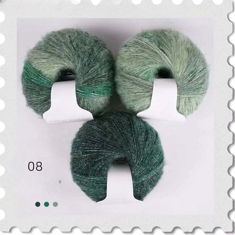 Gradual change wool thread rainbow colorful pony sea shawl handmade scarf thread ball line