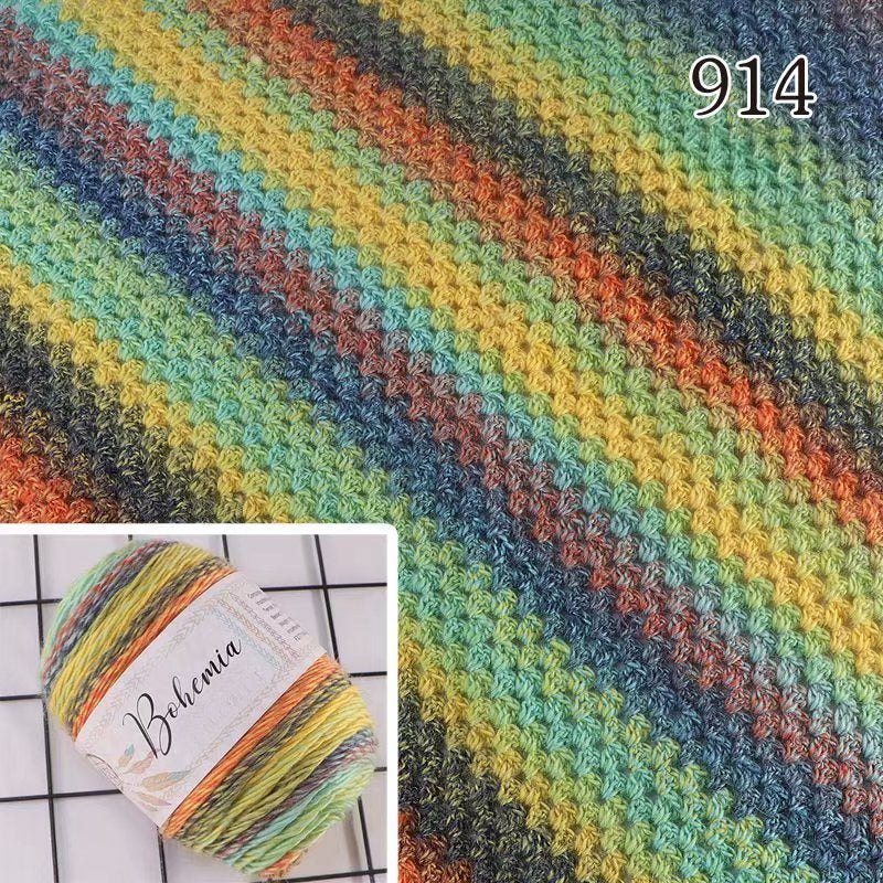 New Rainbow Thread Bohemian Rainbow Medium Thickness Hand Knitted Wool Cake Thread Crafts