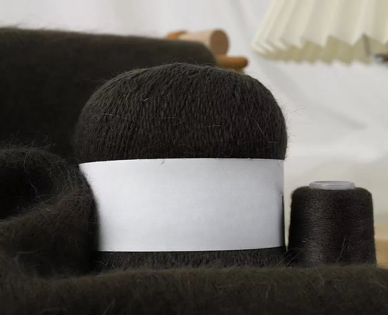 Long-haired mink wool, hand-knitted cashmere knitted hat jacket, woven medium-coarse mink scarf cashmere thread