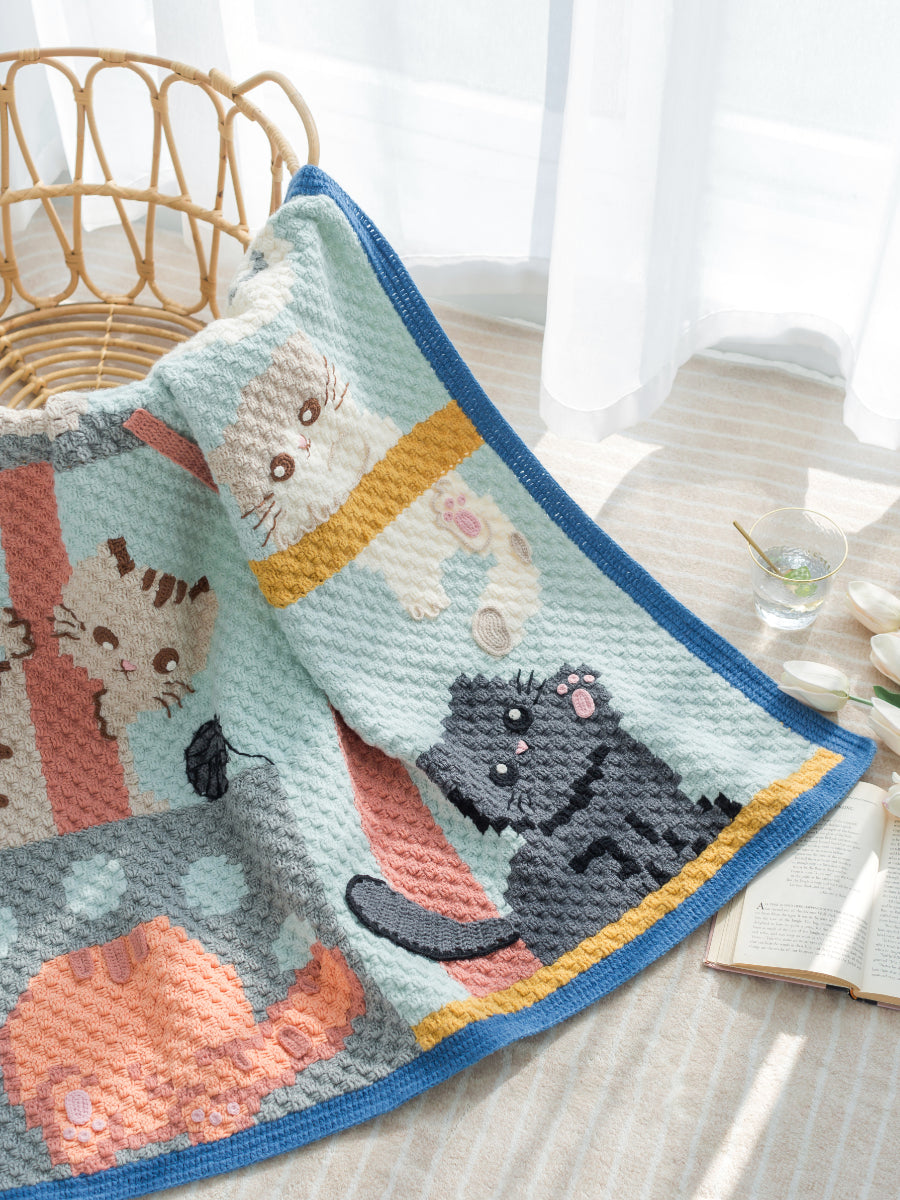 Knit handmade   Blanket      Cotton thread   Special gift cat blanket