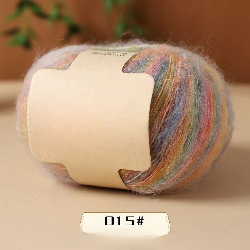 Colorful small cloud velvet segment dyed silk mohair worsted fine wool lace thread hand-woven sweater scarf shawl