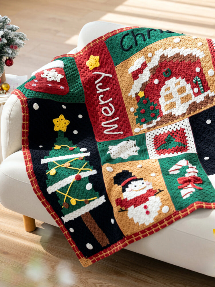 Knit handmade   Blanket     Christmas  Cotton thread