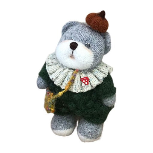 Hand knit  Soft  toys   wool  handmade  Clothed Cute  Bear Stuffed Animal in Dress
