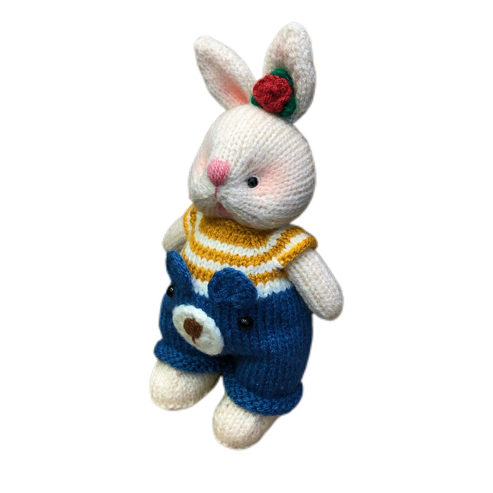 Handmade   Knitted Soft Toys Rabbit toy in Dress gift handmade toy