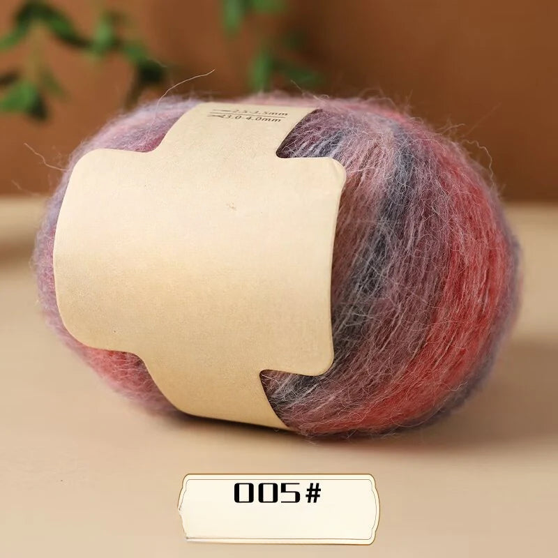 Colorful small cloud velvet segment dyed silk mohair worsted fine wool lace thread hand-woven sweater scarf shawl