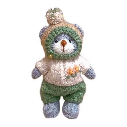 Hand knit  Soft  toys   wool  handmade  Clothed Cute  Bear Stuffed Animal in Dress