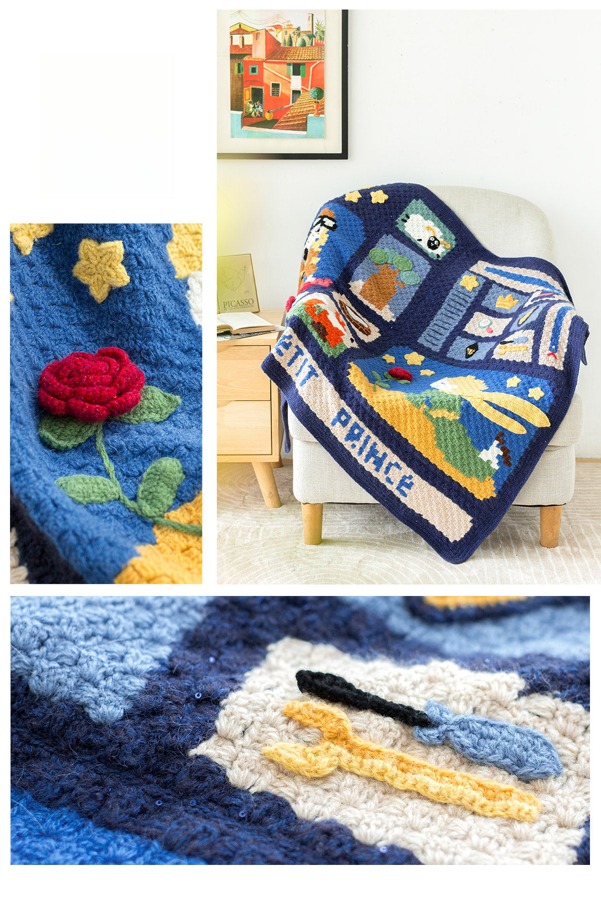 Knit handmade   Blanket    The Little Prince