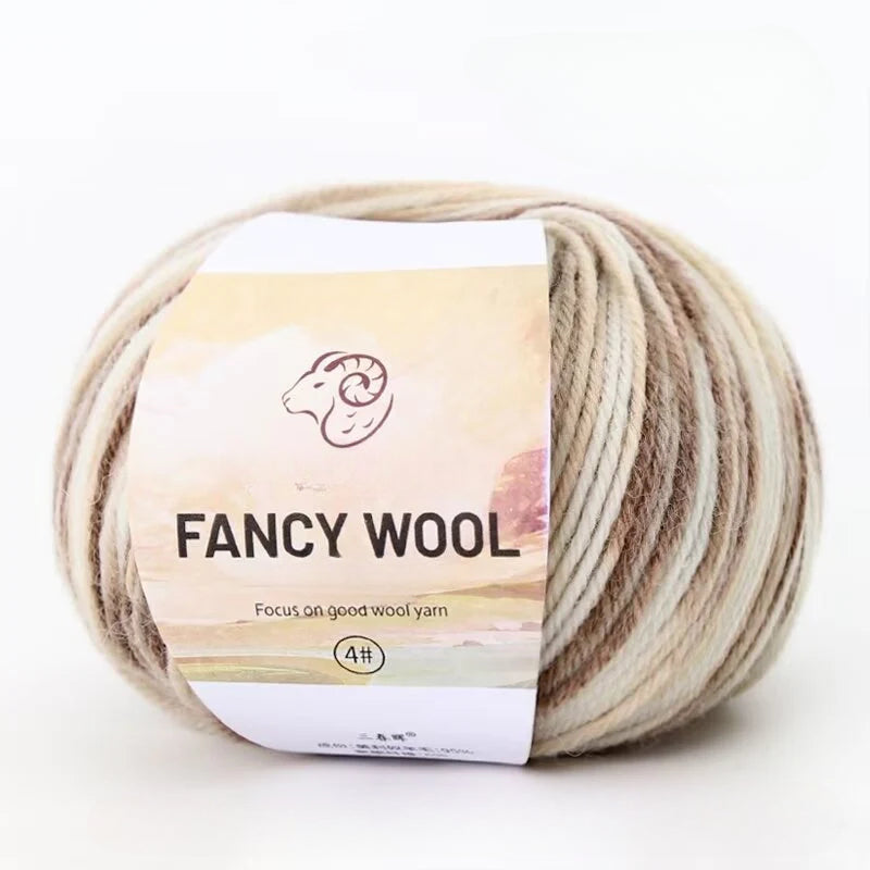 Rainbow Fancy Segment Dyed Medium Fine Wool Thread Hand Knitted DIY Shawl Scarf Sweater Wool 50g