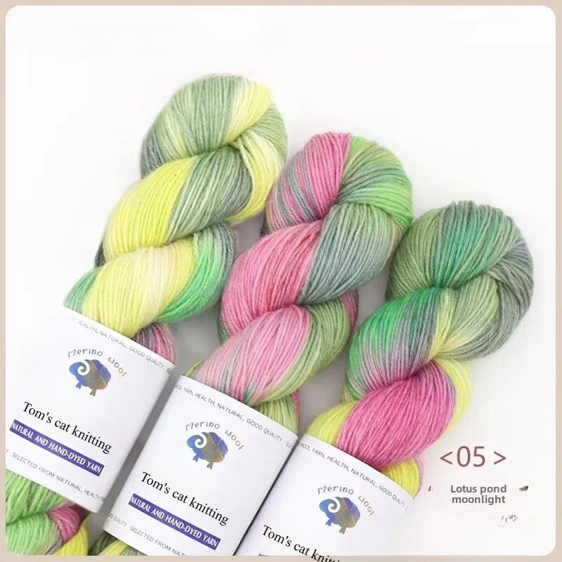 Dopamine hand dye gradual change wool thread segment dye wool DIY hand knitted baby sweater scarf ball thread 100g
