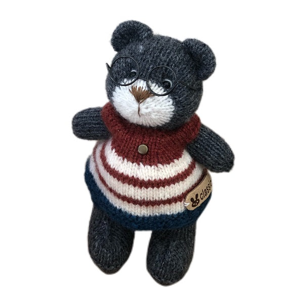 Hand knit  Soft  toys   wool  handmade  Clothed Cute  Glass Bear Stuffed Animal in Dress