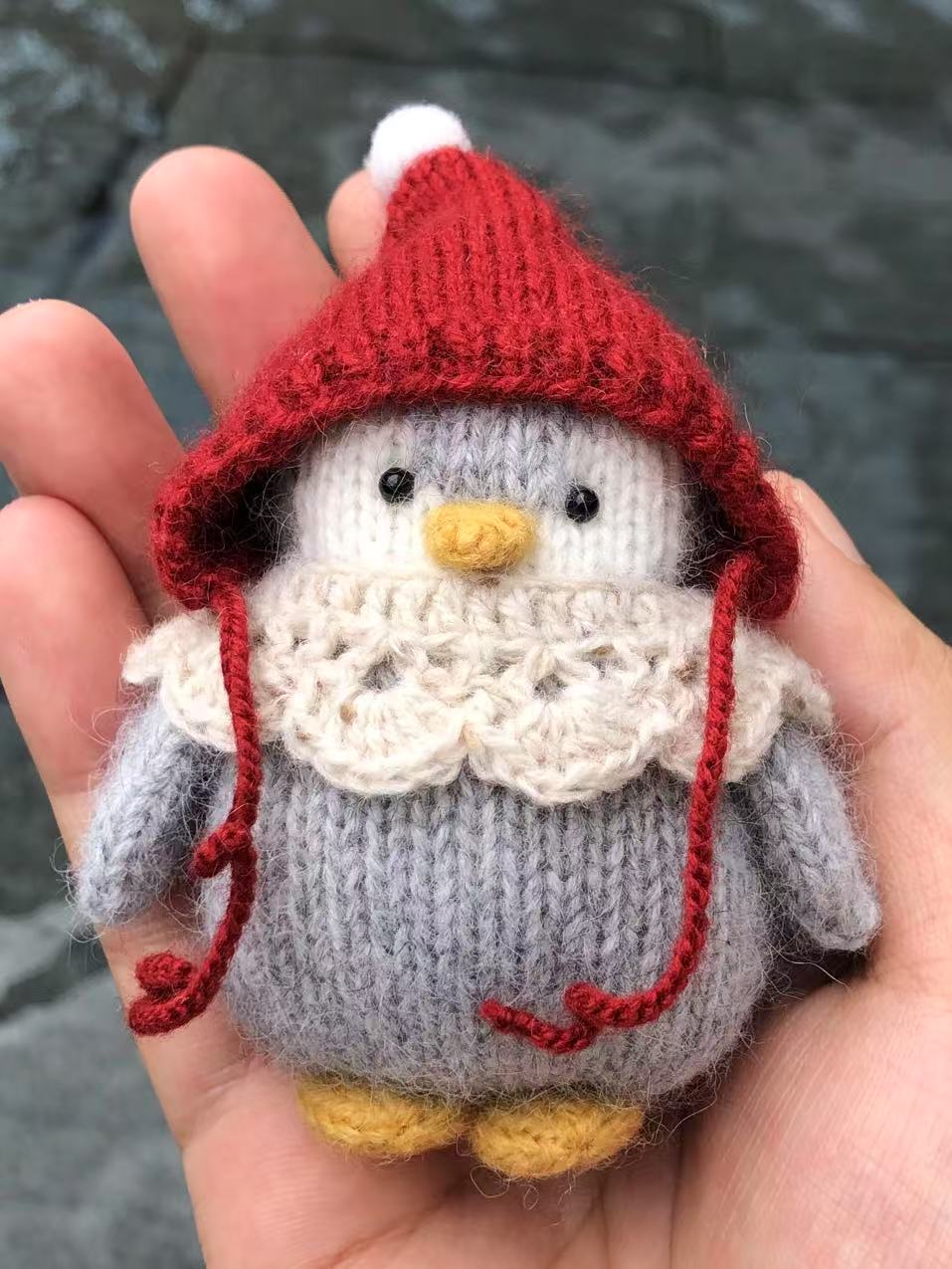 Handmade  knit  Soft  toys   Clothed Cute Penguin Stuffed Animal in Dress handmade toy