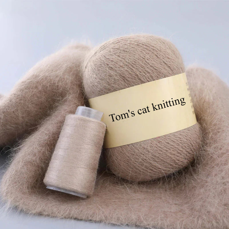 Long-haired mink fleece yarn,  13s/2 medium and thick hand-woven rabbit wool