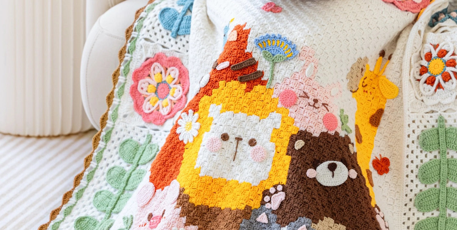 handmade   Blanket    Cotton thread   Special gift  zoo blanket  baby blanket  knit knitting  knit blanket