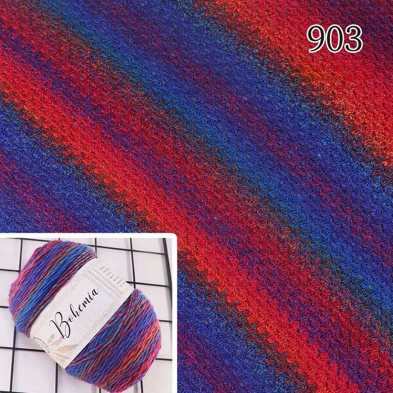 New Rainbow Thread Bohemian Rainbow Medium Thickness Hand Knitted Wool Cake Thread Crafts