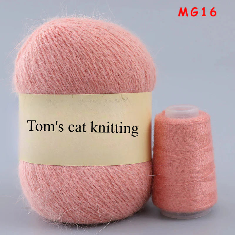 Long-haired mink fleece yarn,  13s/2 medium and thick hand-woven rabbit wool