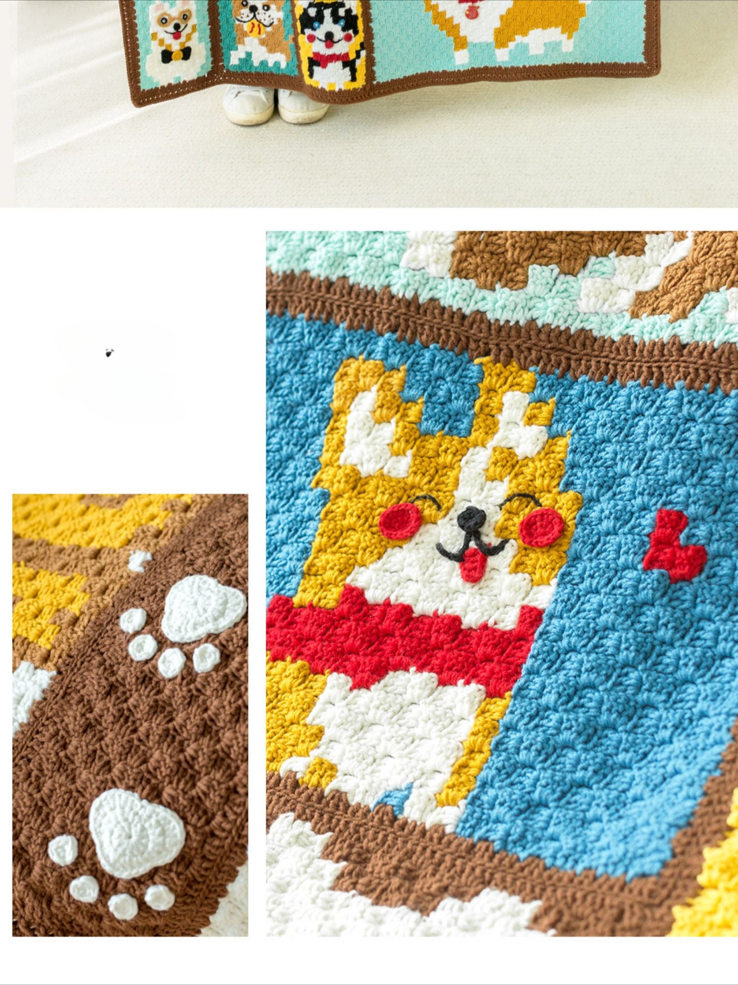 Knit handmade   Blanket      Cotton thread   Special gift  dogs cute