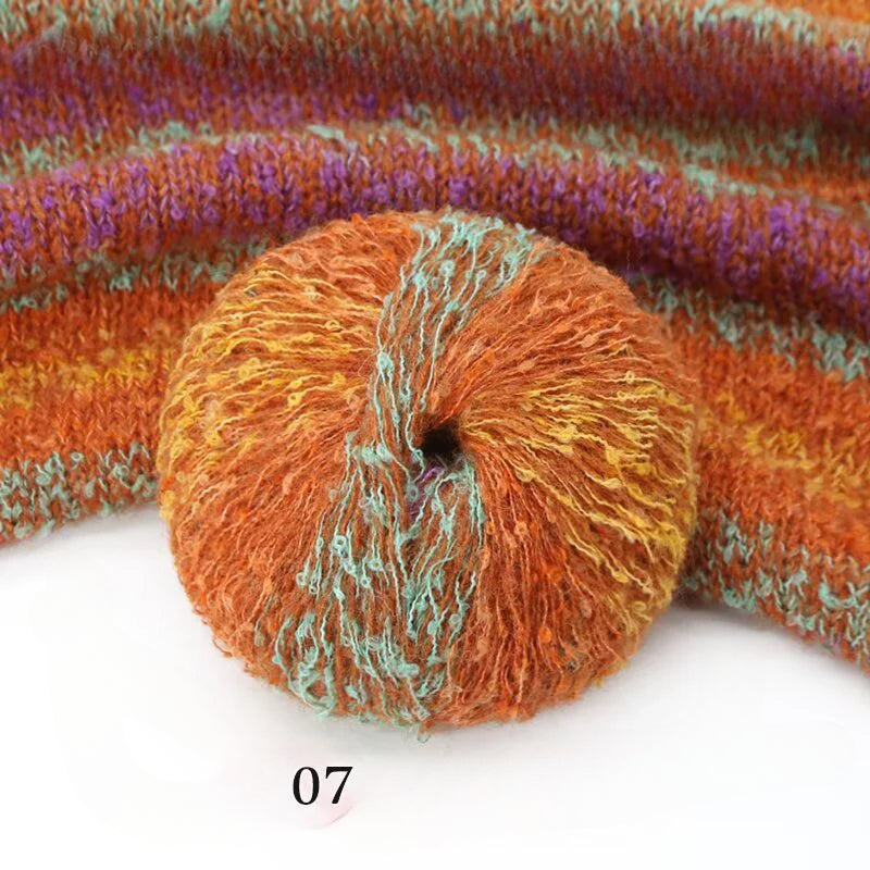 Hand-woven 50 grams of candy colored segment dyed wool