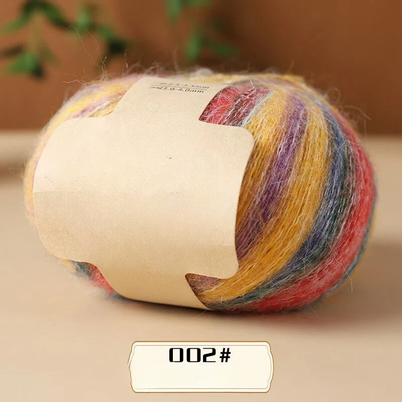 Colorful small cloud velvet segment dyed silk mohair worsted fine wool lace thread hand-woven sweater scarf shawl