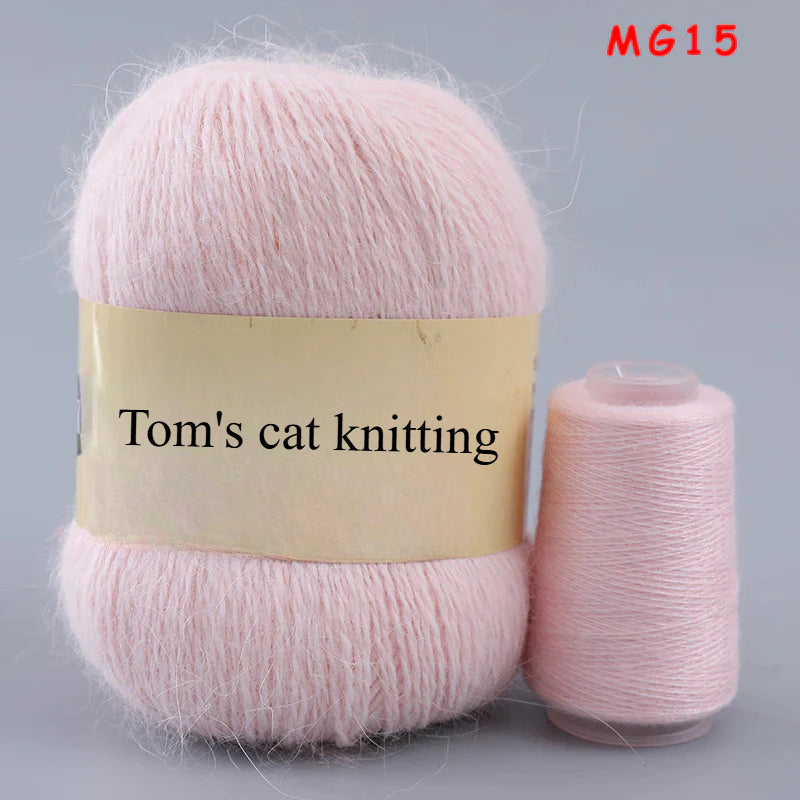 Long-haired mink fleece yarn,  13s/2 medium and thick hand-woven rabbit wool