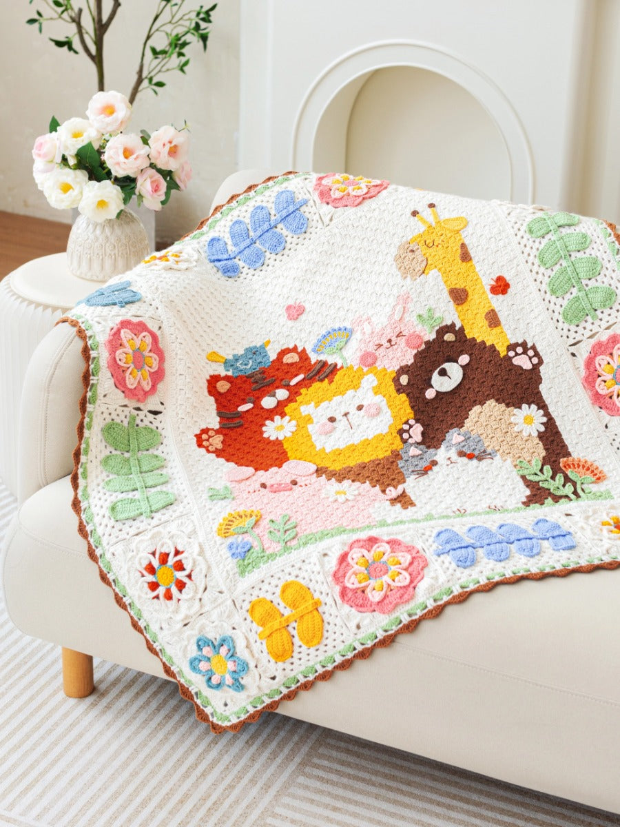 handmade   Blanket    Cotton thread   Special gift  zoo blanket  baby blanket  knit knitting  knit blanket