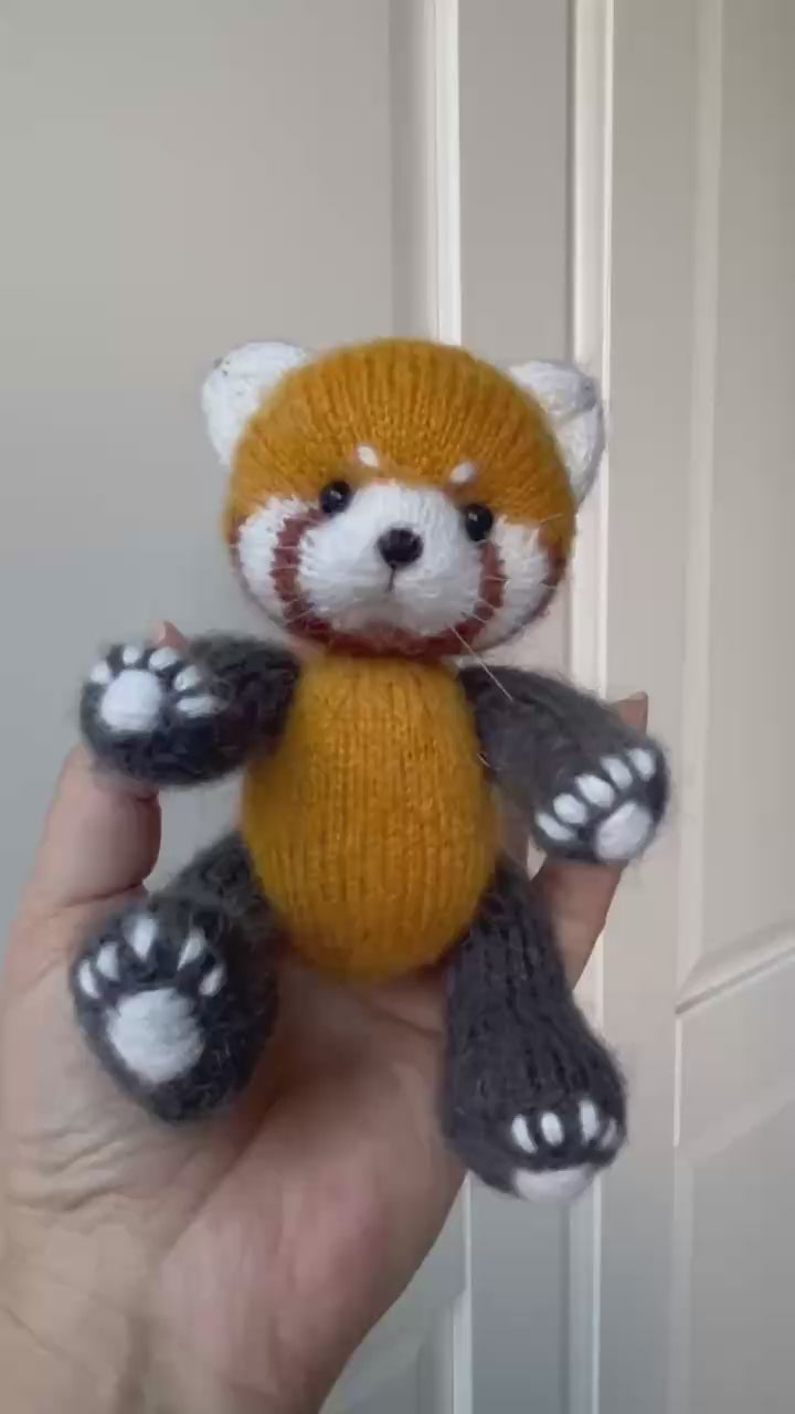 Red Panda Knitted   toys - Handmade dressed    doll for unique birthday gif