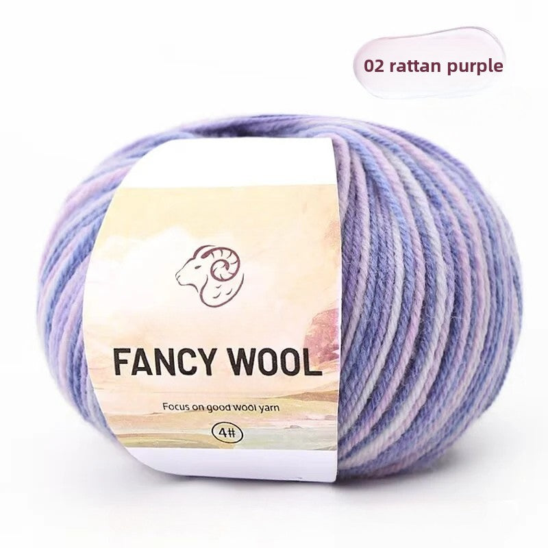 Rainbow Fancy Segment Dyed Medium Fine Wool Thread Hand Knitted DIY Shawl Scarf Sweater Wool 50g