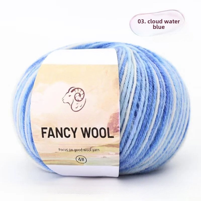 Rainbow Fancy Segment Dyed Medium Fine Wool Thread Hand Knitted DIY Shawl Scarf Sweater Wool 50g
