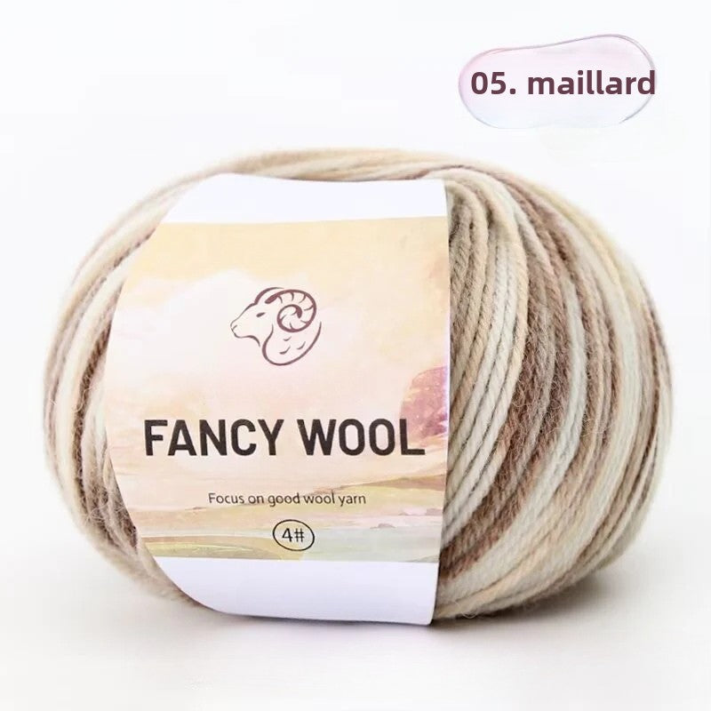 Rainbow Fancy Segment Dyed Medium Fine Wool Thread Hand Knitted DIY Shawl Scarf Sweater Wool 50g