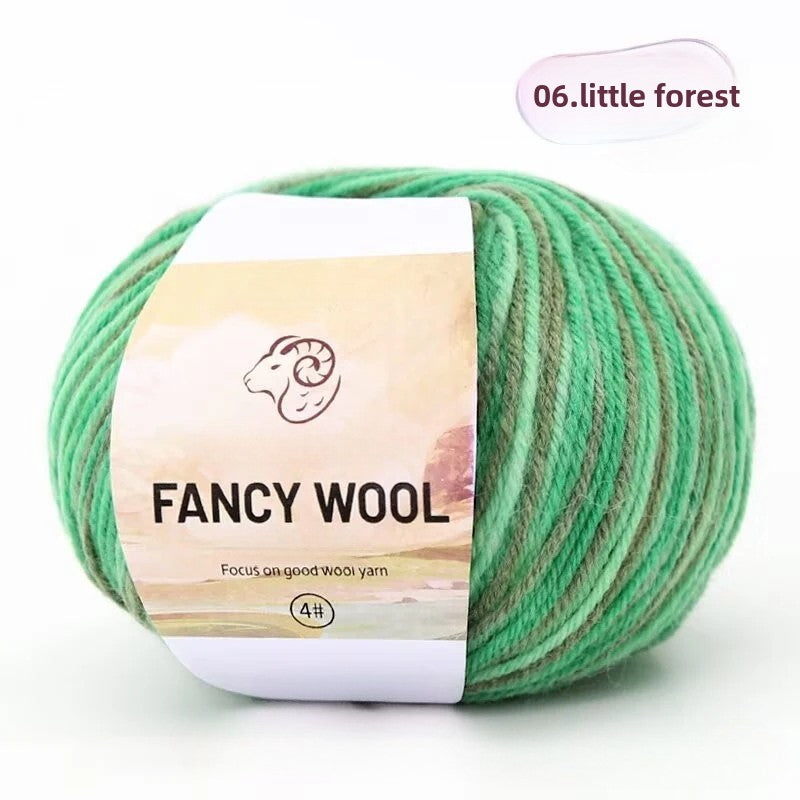 Rainbow Fancy Segment Dyed Medium Fine Wool Thread Hand Knitted DIY Shawl Scarf Sweater Wool 50g