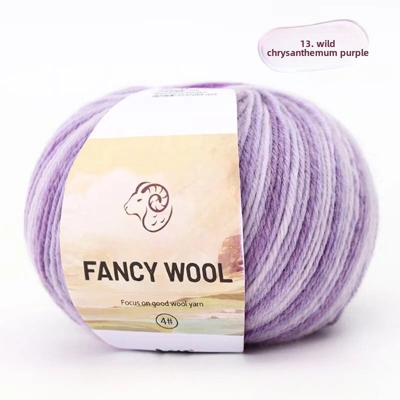 Rainbow Fancy Segment Dyed Medium Fine Wool Thread Hand Knitted DIY Shawl Scarf Sweater Wool 50g